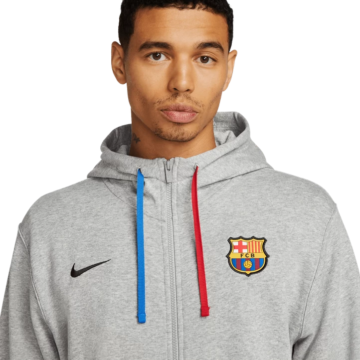 Nike FC Barcelona NSW Club Hoodie Full Zip FT Champions League, Hættejakke, Herre, Grå 5 Nike FC Barcelona NSW Club Hoodie Full Zip FT Champions League, Hættejakke, Herre, Grå - Billede 3