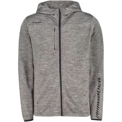 BAUER VAPOR FLEECE ZIP HOODIE SR 21/22, Hættetrøje, Senior, Grå