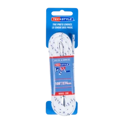 Texstyle Waxed Laces 274cm White 36 Pack-21/22, Voksbehandlede Hockeysnørebånd, STD