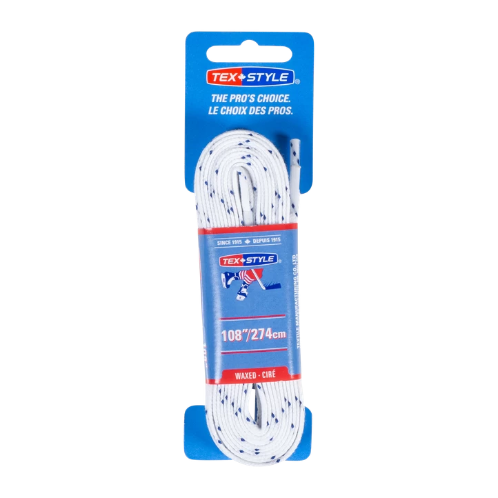 Texstyle Waxed Laces 274cm White 36 Pack-21/22, Voksbehandlede Hockeysnørebånd, STD 3 Texstyle Waxed Laces 274cm White 36 Pack-21/22, Voksbehandlede Hockeysnørebånd, STD