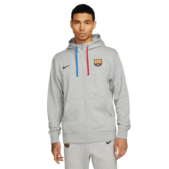 Nike FC Barcelona NSW Club Hoodie Full Zip FT Champions League, Hættejakke, Herre, Grå 3 Nike FC Barcelona NSW Club Hoodie Full Zip FT Champions League, Hættejakke, Herre, Grå